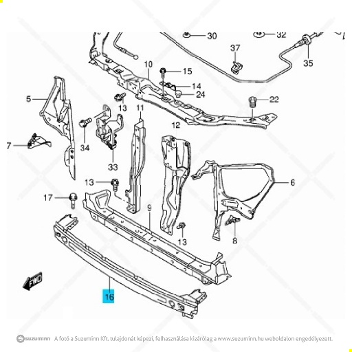 karosszéria / első lökhárító és részei / Suzuki Ignis lökhárító tartó gyári  (gyári, eredeti alkatrész), cikkszám: 58260-70H00